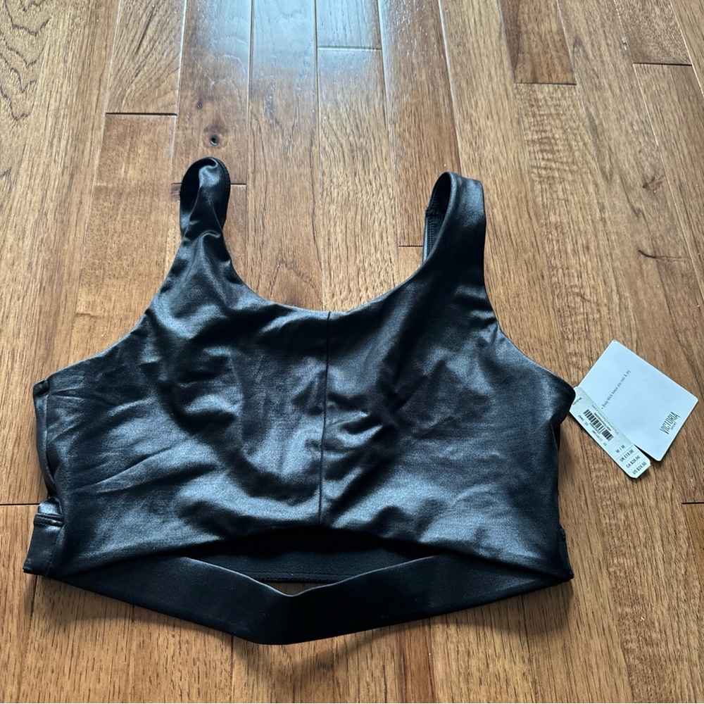 Victoria’s Secret sports bra size medium black shine sexy